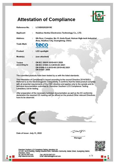 Teco CE certification 01