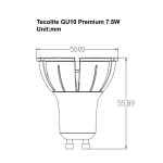 Tecolite Premium GU10 7.5W LED Strahler Pro Dimmbar Zeichnung 