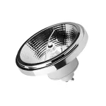 Silver ES111 reflector LED bulb with GU10 base and mirrored reflector