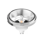 Illuminated ES111 GU10 LED reflector bulb with visible mirrored reflector