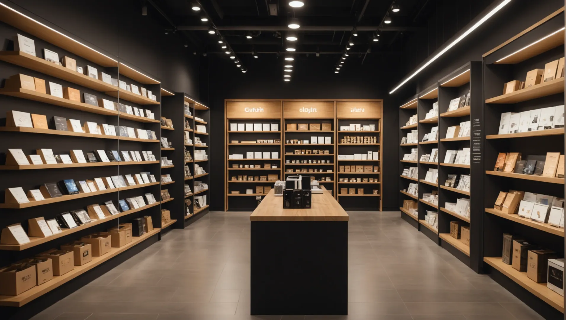 A modern retail store with strategic lighting highlighting products