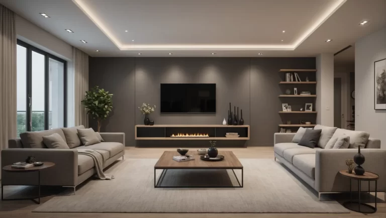 Modern living room with dimmable LED spotlights enhancing ambiance.