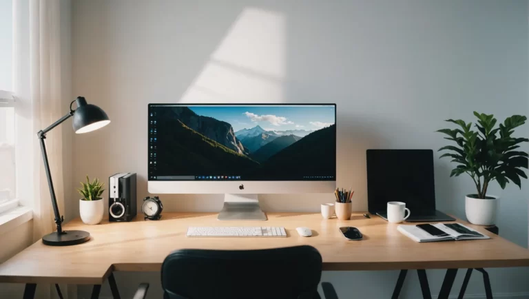 A modern home office with cool white lighting at 4000K