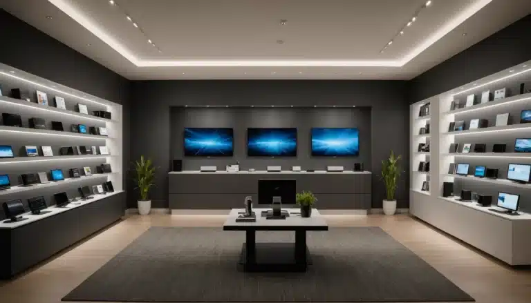 Modern showroom displaying Philips and Osram LED lamps