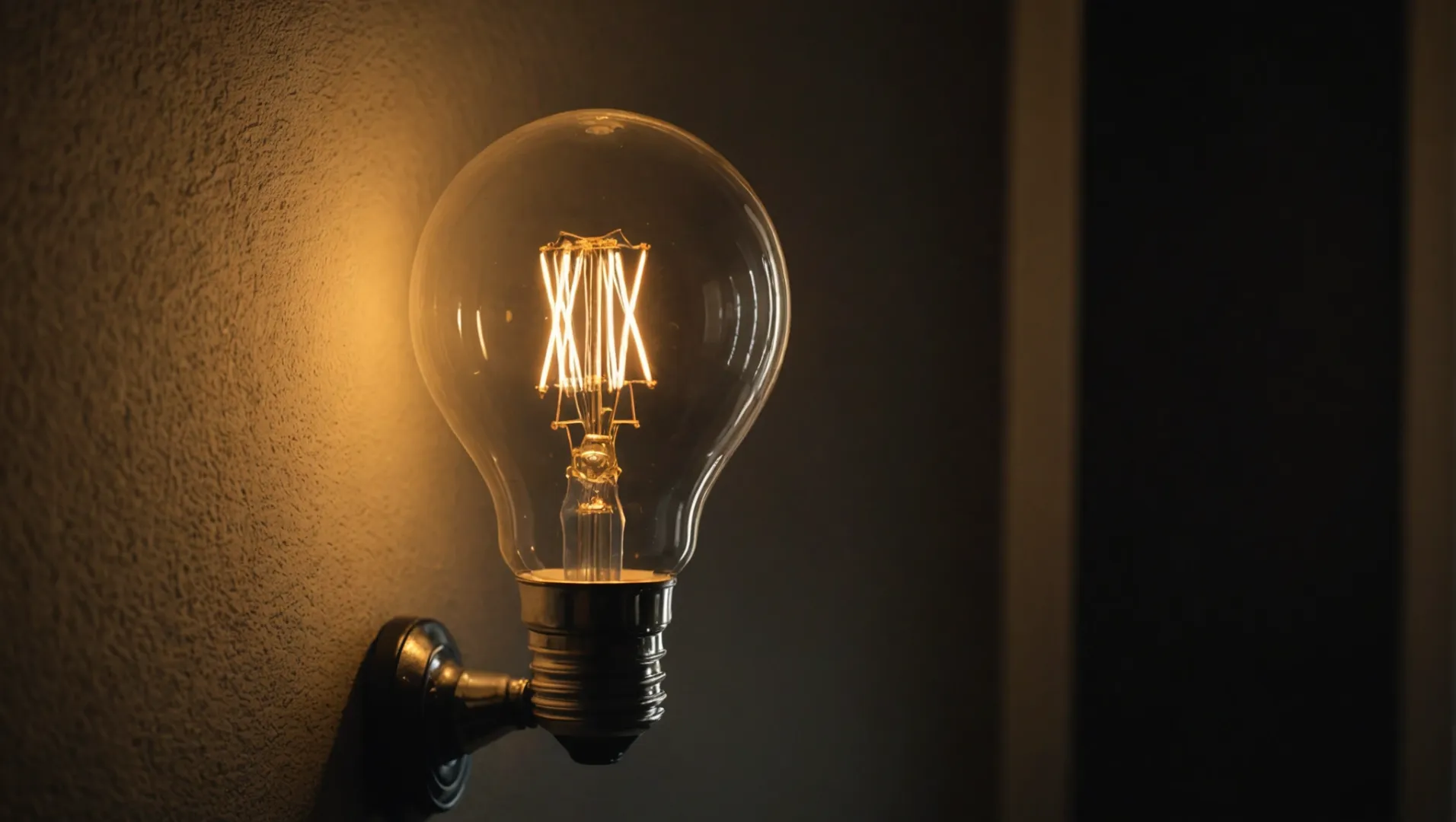 Close-up of a non-dimmable LED bulb flickering and buzzing on a dimmer switch