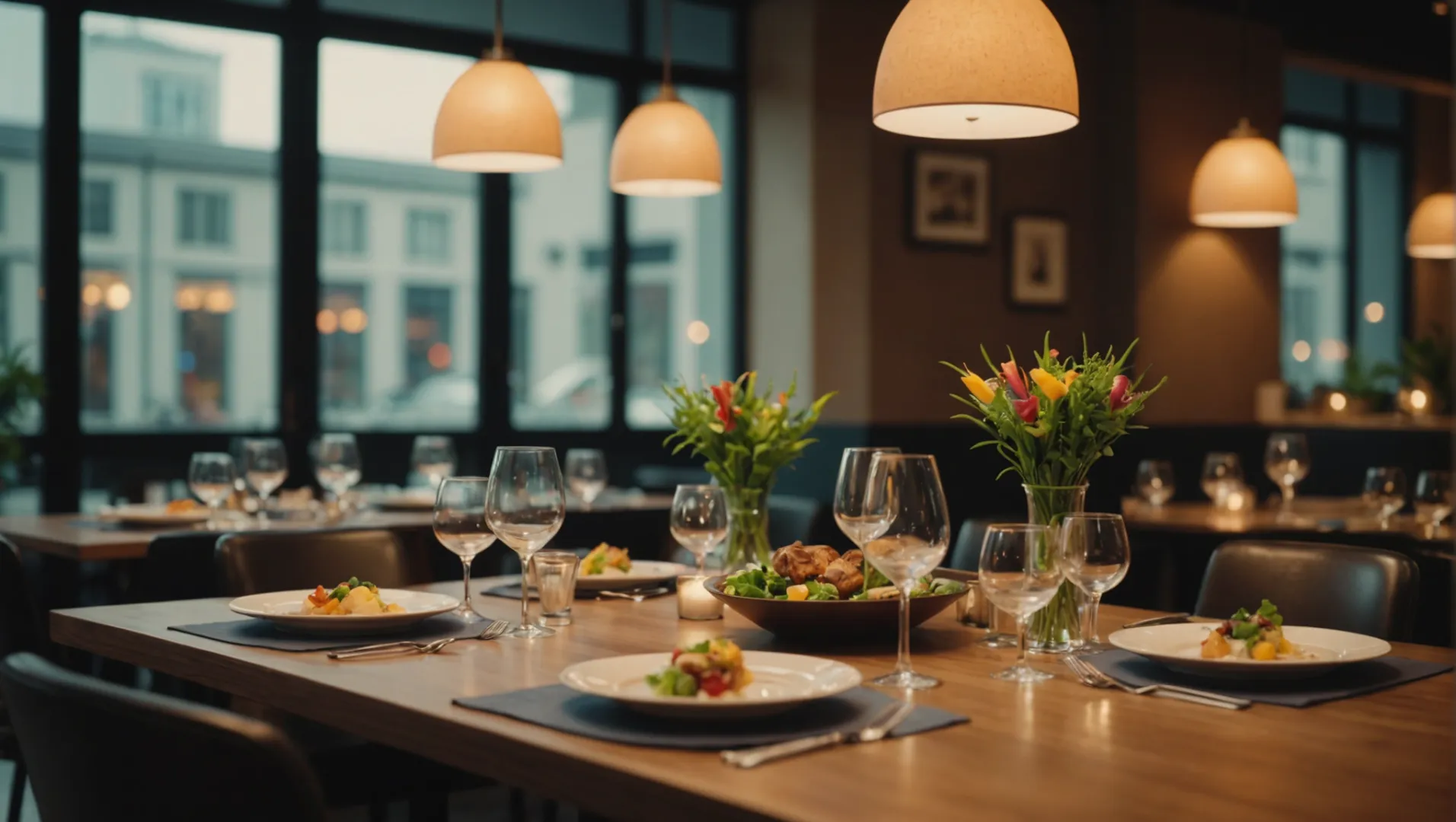 High CRI lighting in a restaurant highlighting vibrant food colors.