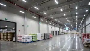 Interior of a modern warehouse with LED lighting