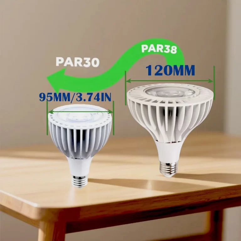 Teco PAR30 and PAR38 LED bulb diameter comparison for professional lighting applications