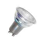 Clear glass GU10 LED spotlight bulb for accent and task lighting.