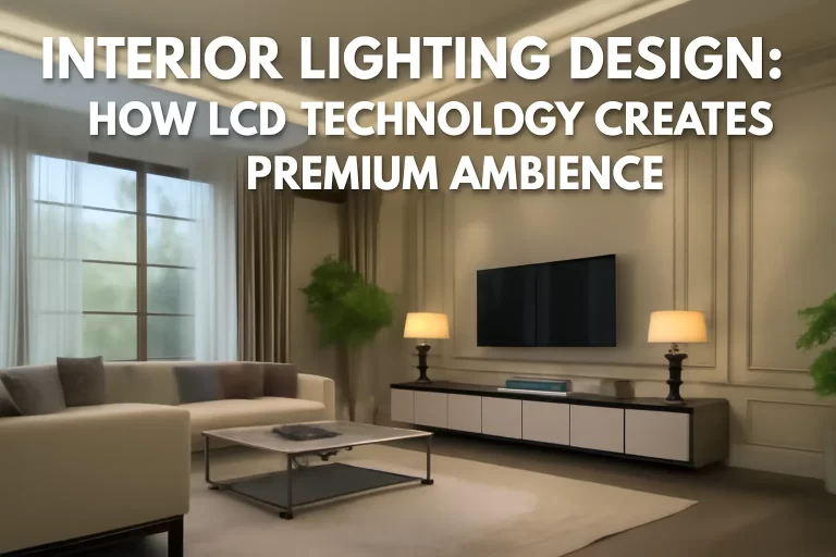Modern living room with warm lighting showing how creates a premium interior atmosphere.