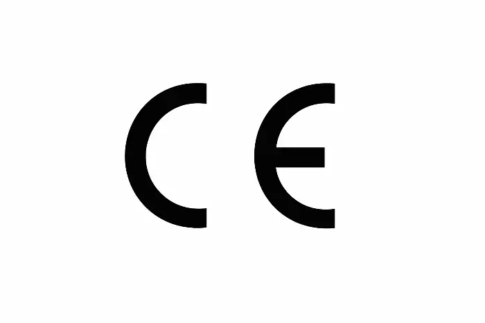 Bold black letters C and E forming the CE conformity mark on a white background, indicating product safety and regulatory compliance in the European Economic Area.