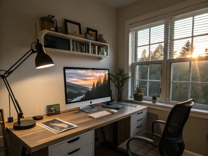 home office lighting glare shadows window reflection mistakes