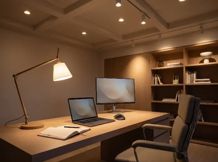 desk lighting lux distribution 300 500 lux workspace diagram
