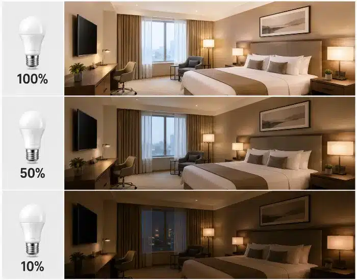 3-step dimming LED bulb brightness levels