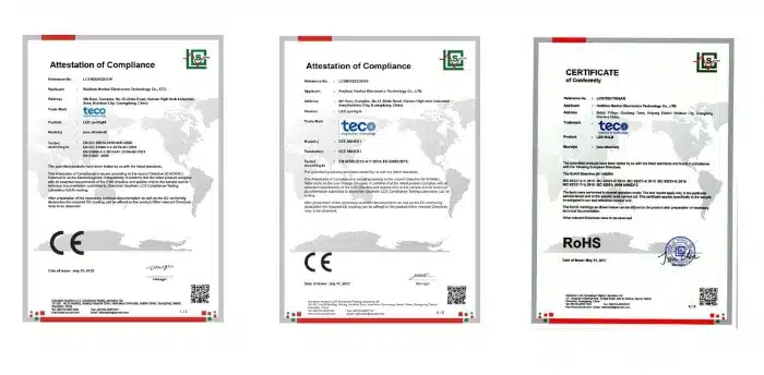 LED certification documents for bulk orders