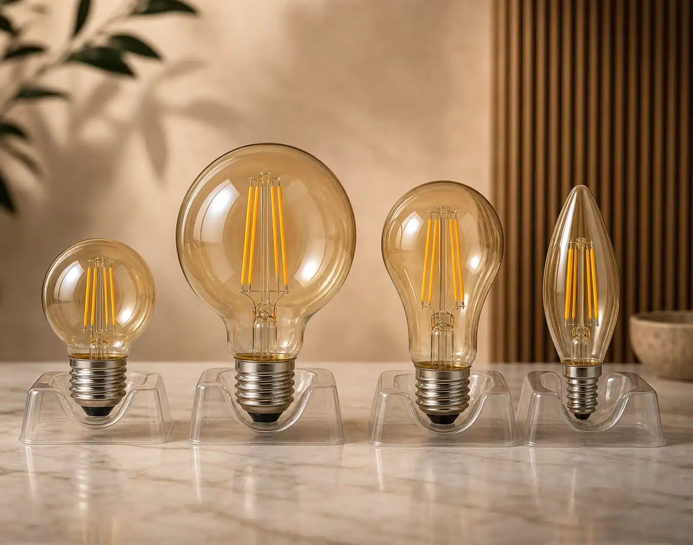 gold tint edison LED filament bulbs for warm restaurant and hotel ambience