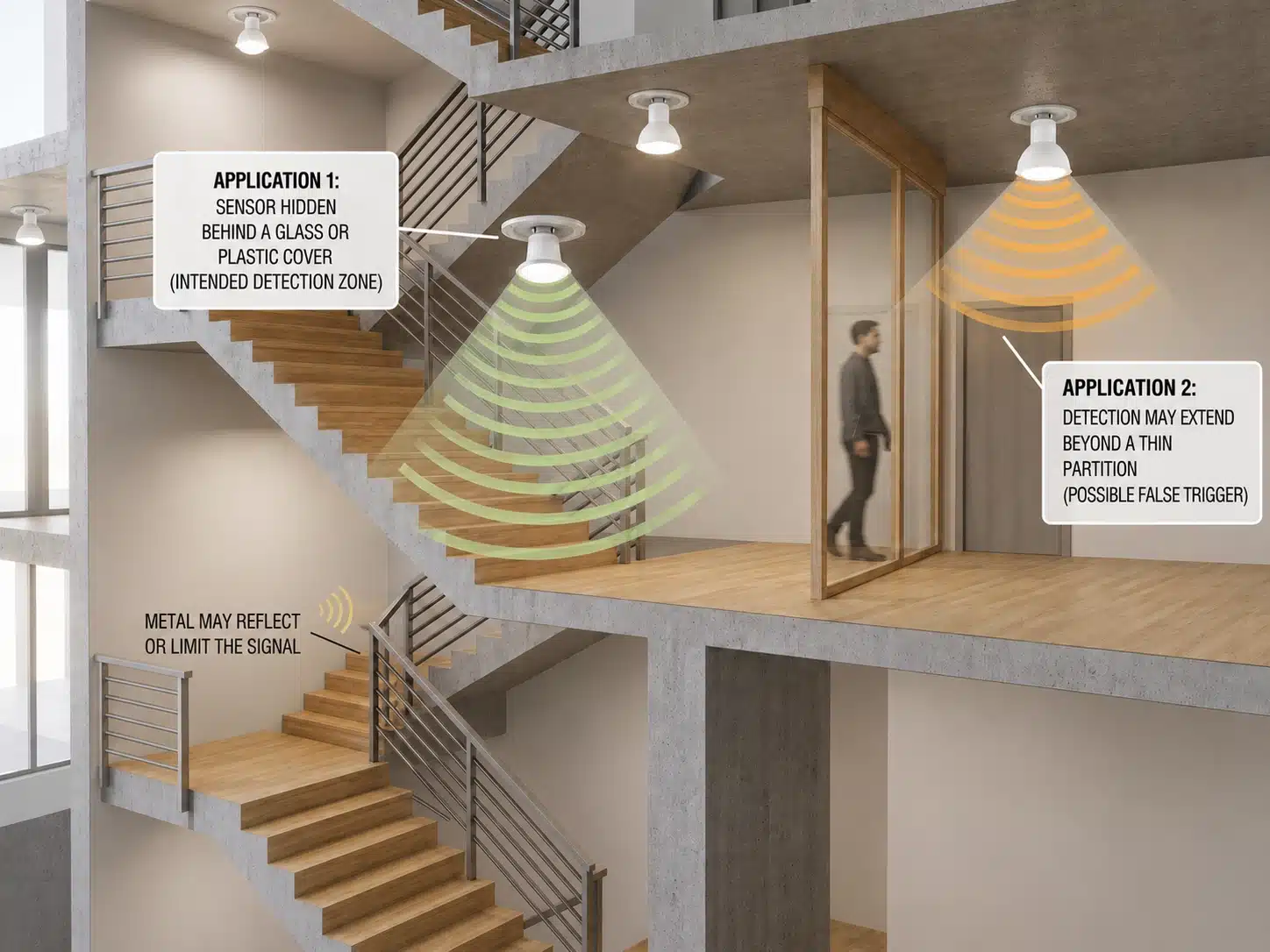 microwave sensor GU10 bulb detection in corridor and stairway lighting
