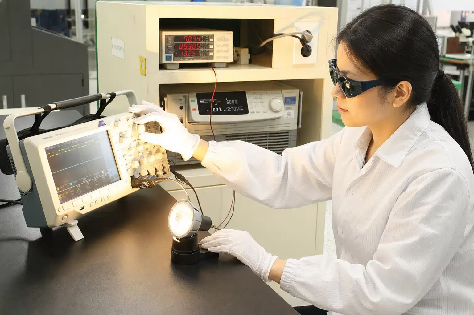 LED bulb quality inspection in a lighting factory